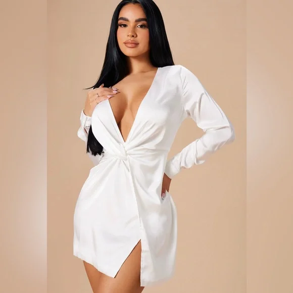 Fashion Nova Sugar Free Pearl color Mini Dress Sz. L - Picture 2 of 14